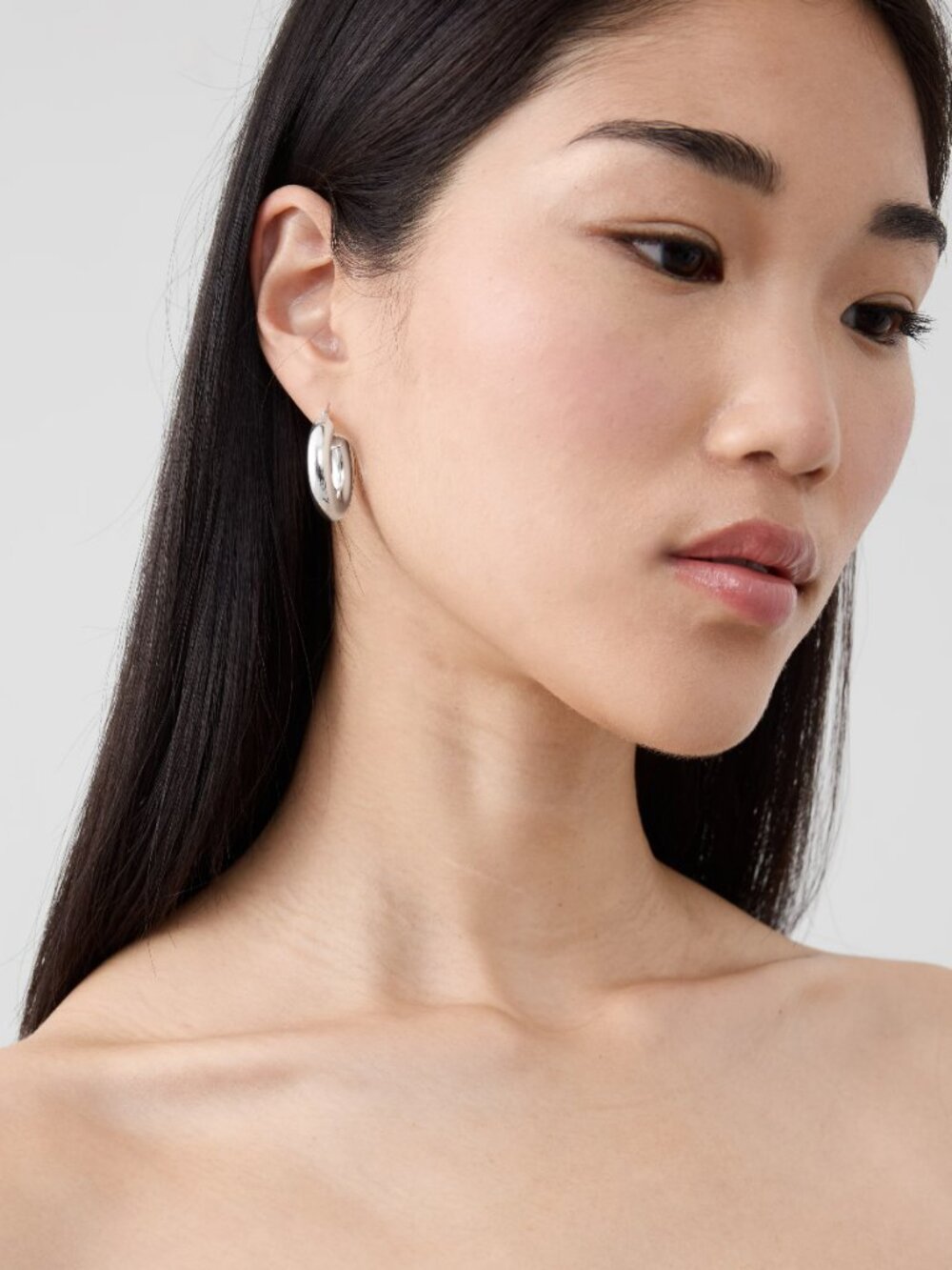 NWT Silver Hoop Earrings Set By Banana Republic Factory